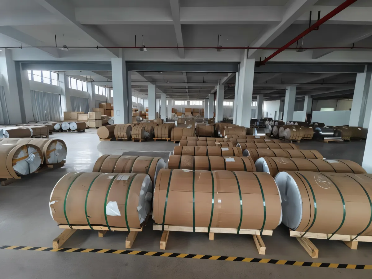 KMD China factory interior — finished aluminum coil production line